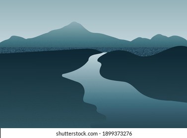 hills landscape sunrise vector background
