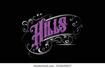 HILLS lettering custom style design