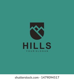 Hills logo template, peak design vector outdoor