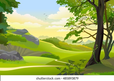 Hills, meadows and scenic outdoors