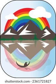hills mountain cloud rainbow lake nature 