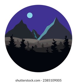 Hills and mountains against the background of the night sky.Illustration.Vector.