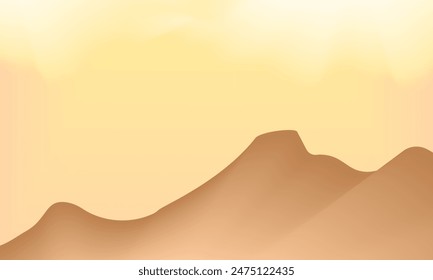 Hills and mountains background in the haze at sunset. Sunset landscape. vector illustration. Natural background of sunrise.  Amazing heaven at morning. Slightly cloudy evening atmosphere. 
