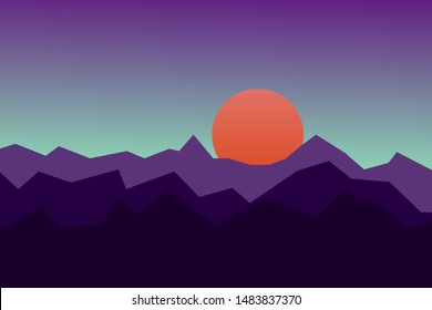 Hills and mountains. Colorful vector minimal landscape. 