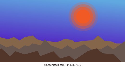 Hills and mountains. Colorful vector minimal landscape. 