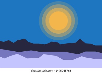 Hills and mountains. Colorful vector minimal landscape. 