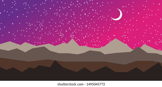 Hills and mountains. Colorful vector minimal landscape. 