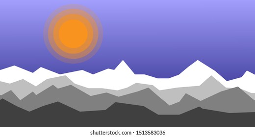 Hills and mountains. Colorful vector minimal landscape. 