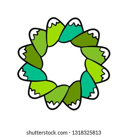 Hills and mountains hand drawn mandala illustration cartoon style