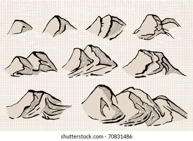 Hills and mountains Set.