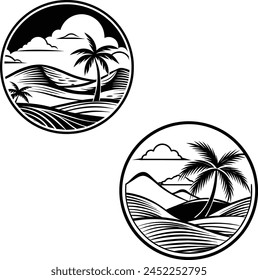 Hügel und Palmen Bild Logo Illustrator