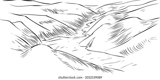 hills, river vector illustration .