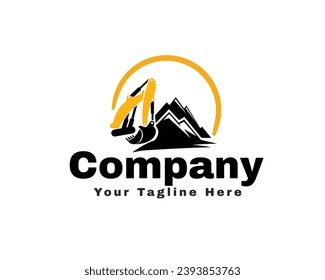 hills rock contractor excavator Logo design vector template illustration inspiration