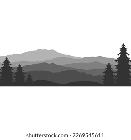 Hills scenery with spruce tree illustration vector design