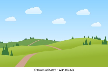 hills summer landscape flat design