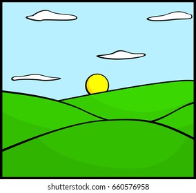 hills and sun landscape