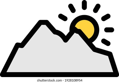 icono de la línea de color del vector de colinas