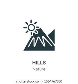 Hills vector icon on white background. Flat vector hills icon symbol sign from modern nature collection for mobile concept and web apps design.