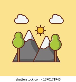 icono plano de línea vectorial de colinas