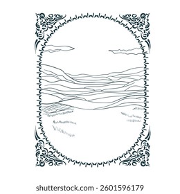 hills vector nature frame line artistic