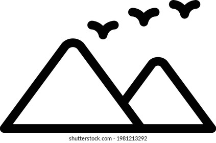 icono de la línea delgada del vector de colinas