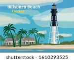 Hillsboro Inlet Lighthouse, Hillsboro Beach, Florida, United States. Vector illustration