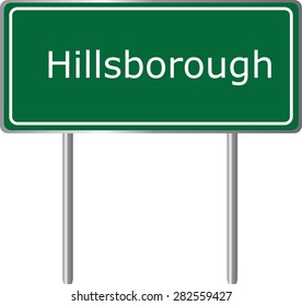 Hillsborough , California, Road Sign Green Vector Illustration, Road Table, USA City