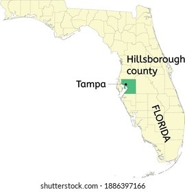 Hillsborough County And City Of Tampa  Location On Florida Map