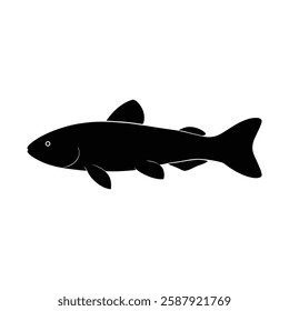 Hillstream Loach Silhouette Vector Art and Black Fish Design Illustration