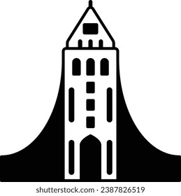 Hilly Area Castle Concept, Local District Historic Building vector icon design, Winter Game Element symbol, Snowboard Equipment Sign, competitive sports activity stock illustration