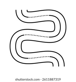 hilly road line icon vector. hilly road sign. isolated contour symbol black illustration