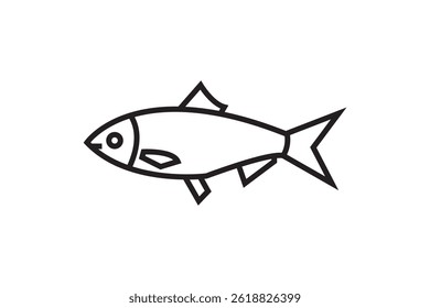 hilsa fish icon line art on White background