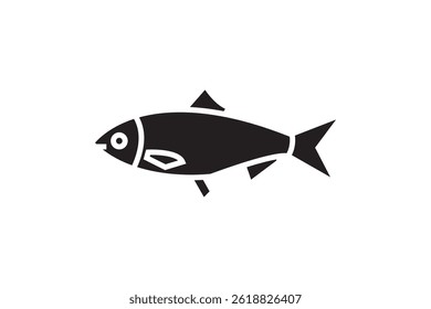hilsa fish icon line art on White background