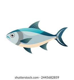 Hilsa Fisch isolierte flache Vektorillustration auf weißem Hintergrund.