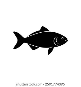 Hilsa Fish Silhouette Vector | Black Hilsa Fish Illustration | Hilsa Fish Art Design