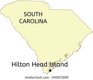 Hilton Head Island town location on South Carolina state map