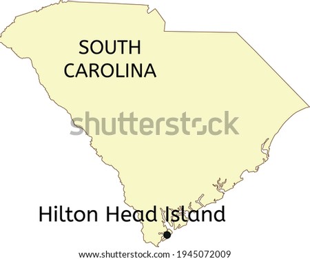 Hilton Head Island town location on South Carolina state map