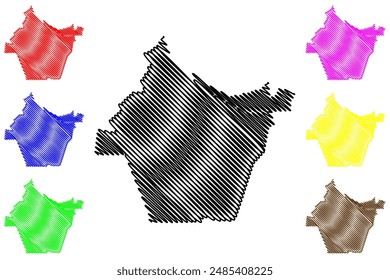 Hilvarenbeek municipality (Kingdom of the Netherlands, Holland, North Brabant or Noord-Brabant province) map vector illustration, scribble sketch map