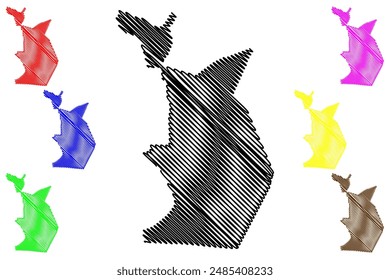 Hilversum city and municipality (Kingdom of the Netherlands, Holland, North Holland or Noord-Holland province) map vector illustration, scribble sketch map