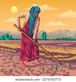 Himachal Pradesh Farmer - A Vibrant Vector Illustration Depicting the Resilience and Hard Work of Indian Agriculture