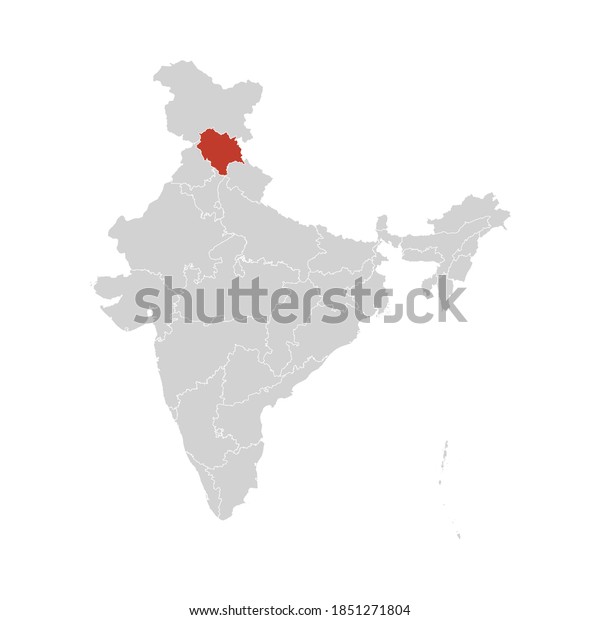 Himachal Pradesh Highlighted On India Map Stock Vector (Royalty Free ...