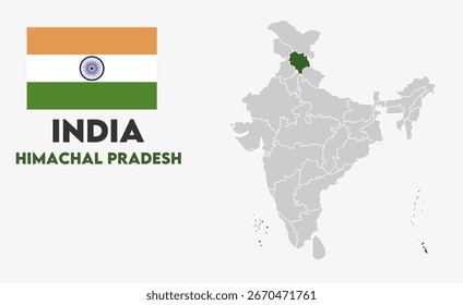 Himachal Pradesh map, suitable for educational, business, presentation, print, web use, and creative geographic projects. Indian union territory.