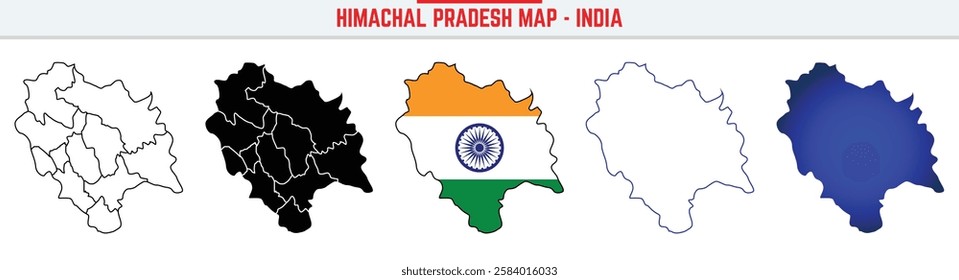 Himachal Pradesh, State, HP Outline Icon – India Map Silhouette Vector. India map editable stroke outline icon