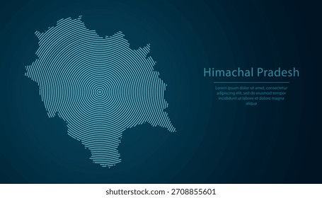 Himachal Pradesh, estado da Índia, mapa preenchido com círculos concêntricos no fundo de gradiente escuro
