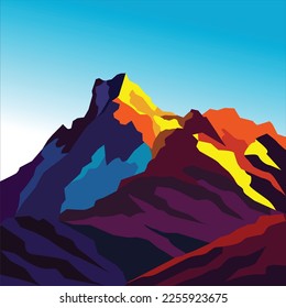 himalaya mountain in wpap pop art style for illustation and background