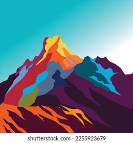 himalaya mountain in wpap pop art style for illustation and background