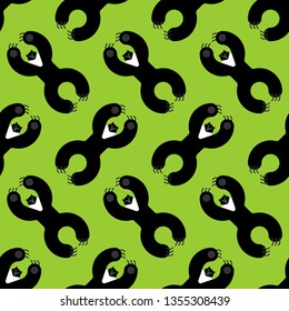 Himalayan bear black pattern seamless. Beast evil cartoon style background. Wild predator texture