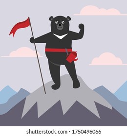 
Oso del Himalaya en la cima de la montaña.