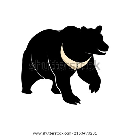 himalayan moon bear silhouette logo or icon