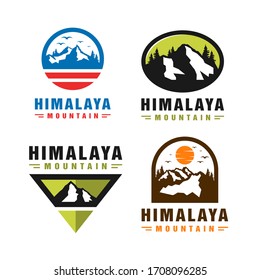 Himalayan mountain climbing badge logo design